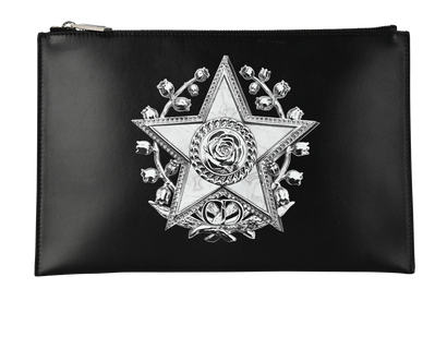 Christian Dior Star Badge Print Pouch, &pound;195, Accessories, Black, Leather, Front view